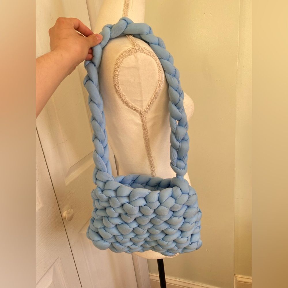 Handmade Crochet Baby Blue Handbag - Picture 6 of 6